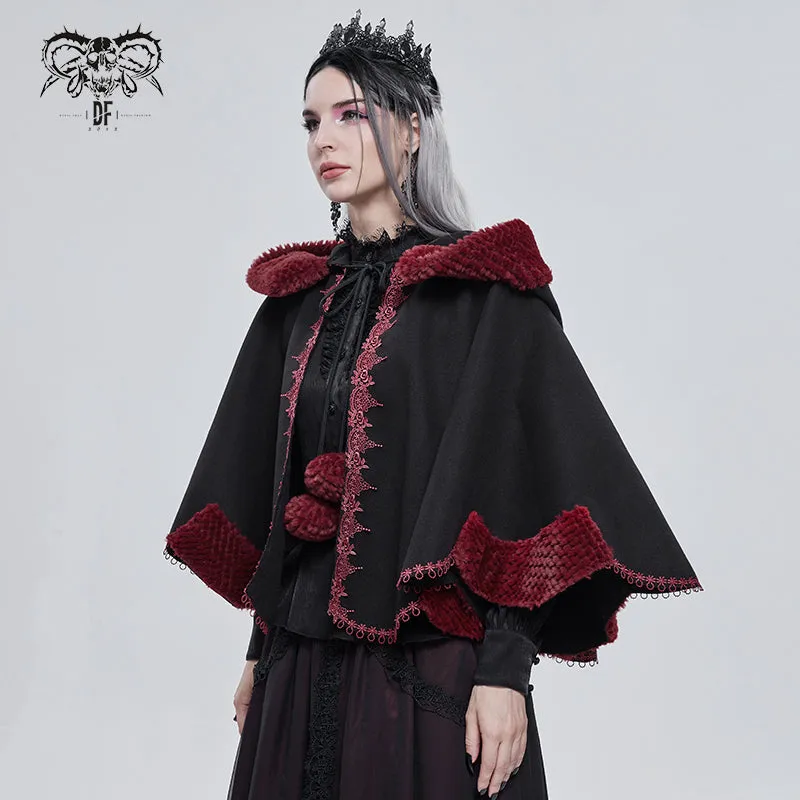 CA02801 Black double-sided woolen contrast color fur shawl with fur