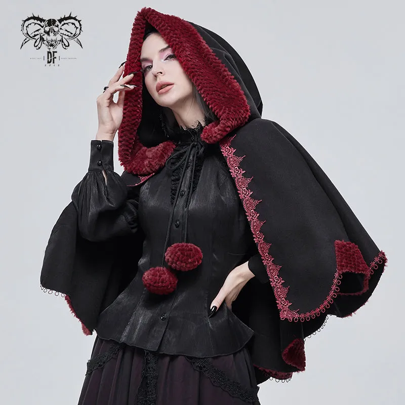 CA02801 Black double-sided woolen contrast color fur shawl with fur