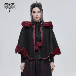 CA02801 Black double-sided woolen contrast color fur shawl with fur