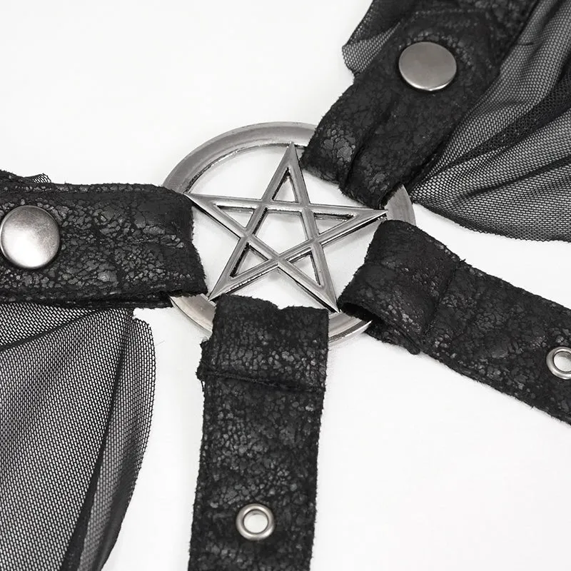 CA030 women hooded transparent long mesh punk cape