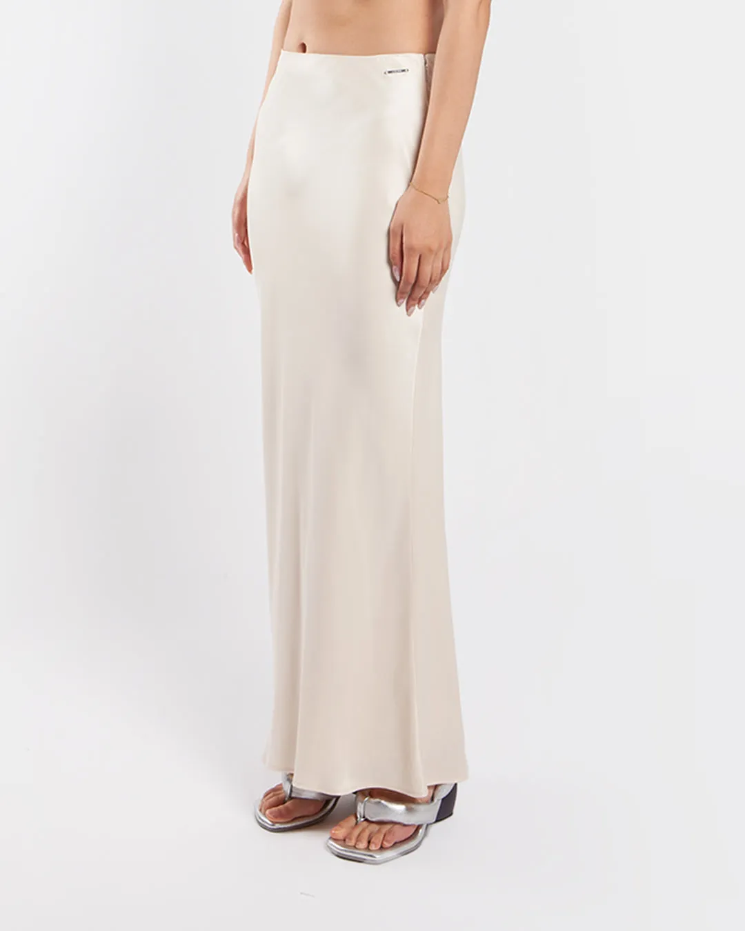 Calvin Klein Fluid Satin Maxi Skirt Angora
