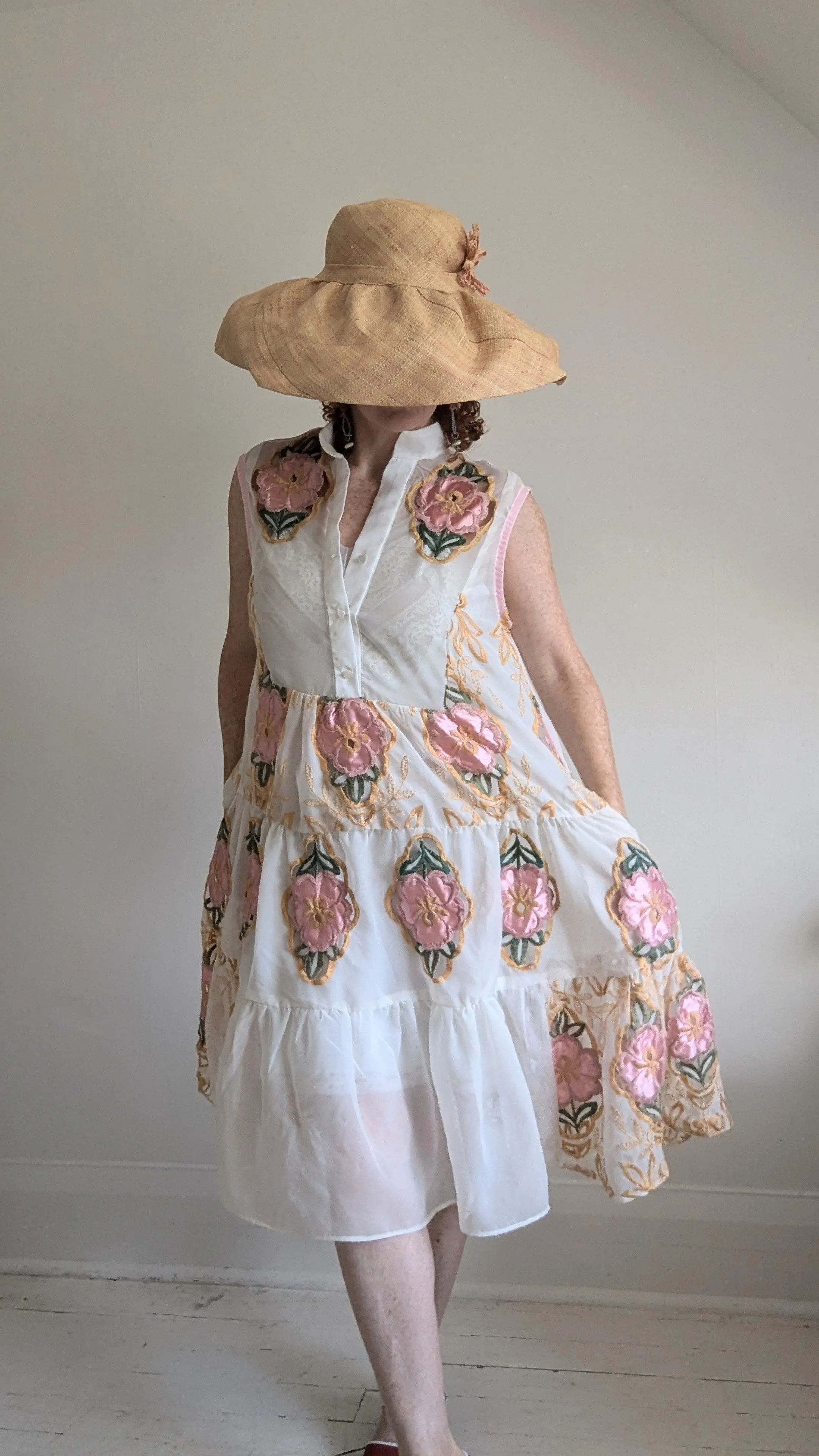 Carrie Dress - One of a Kind Upcycled & Vintage Sheer Drapery Size L/XL #CAR8