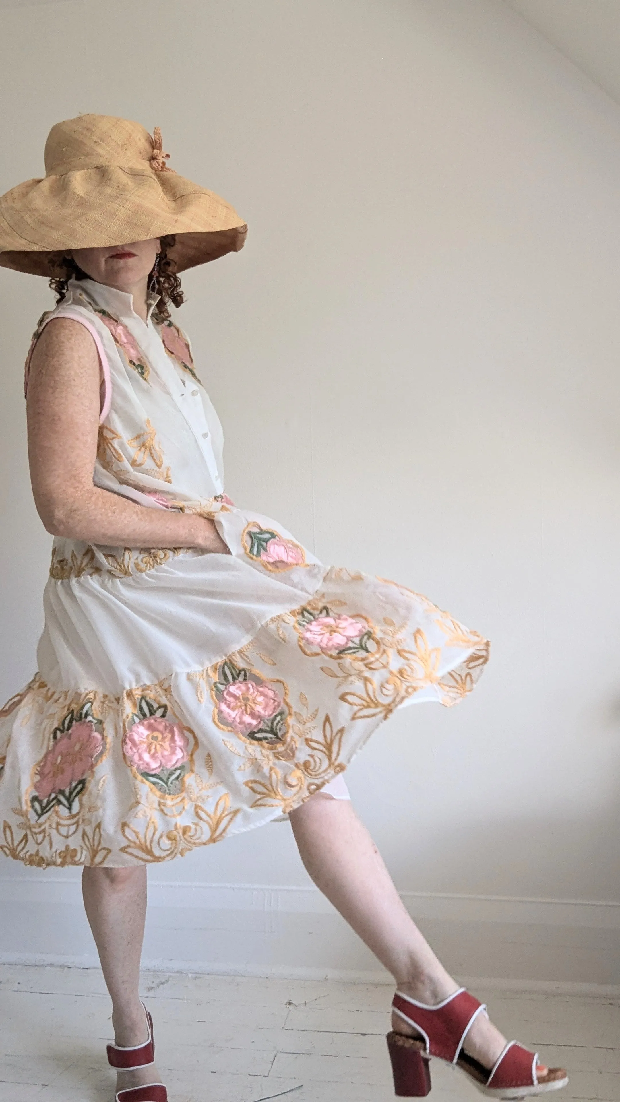 Carrie Dress - One of a Kind Upcycled & Vintage Sheer Drapery Size L/XL #CAR8