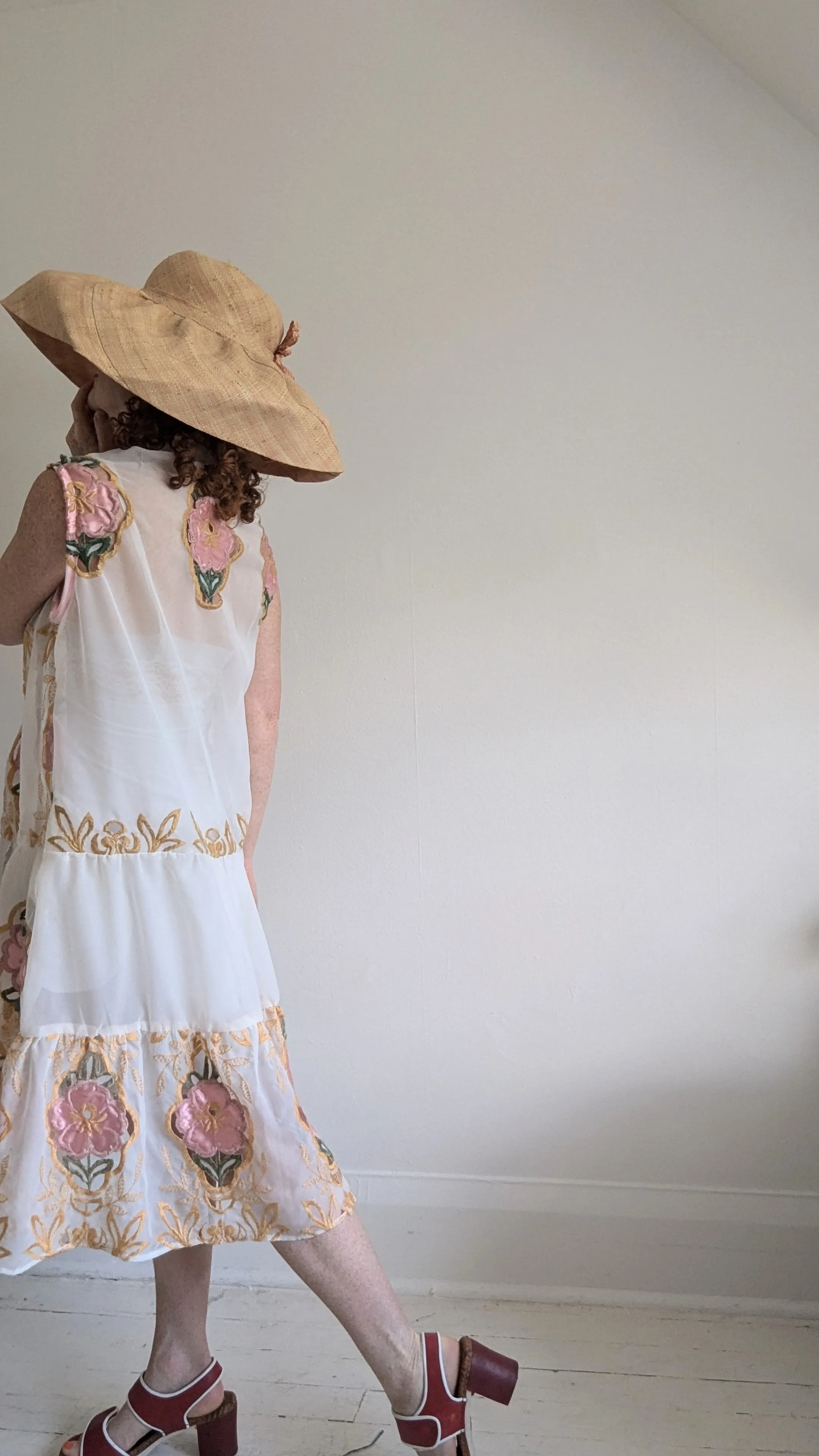 Carrie Dress - One of a Kind Upcycled & Vintage Sheer Drapery Size L/XL #CAR8