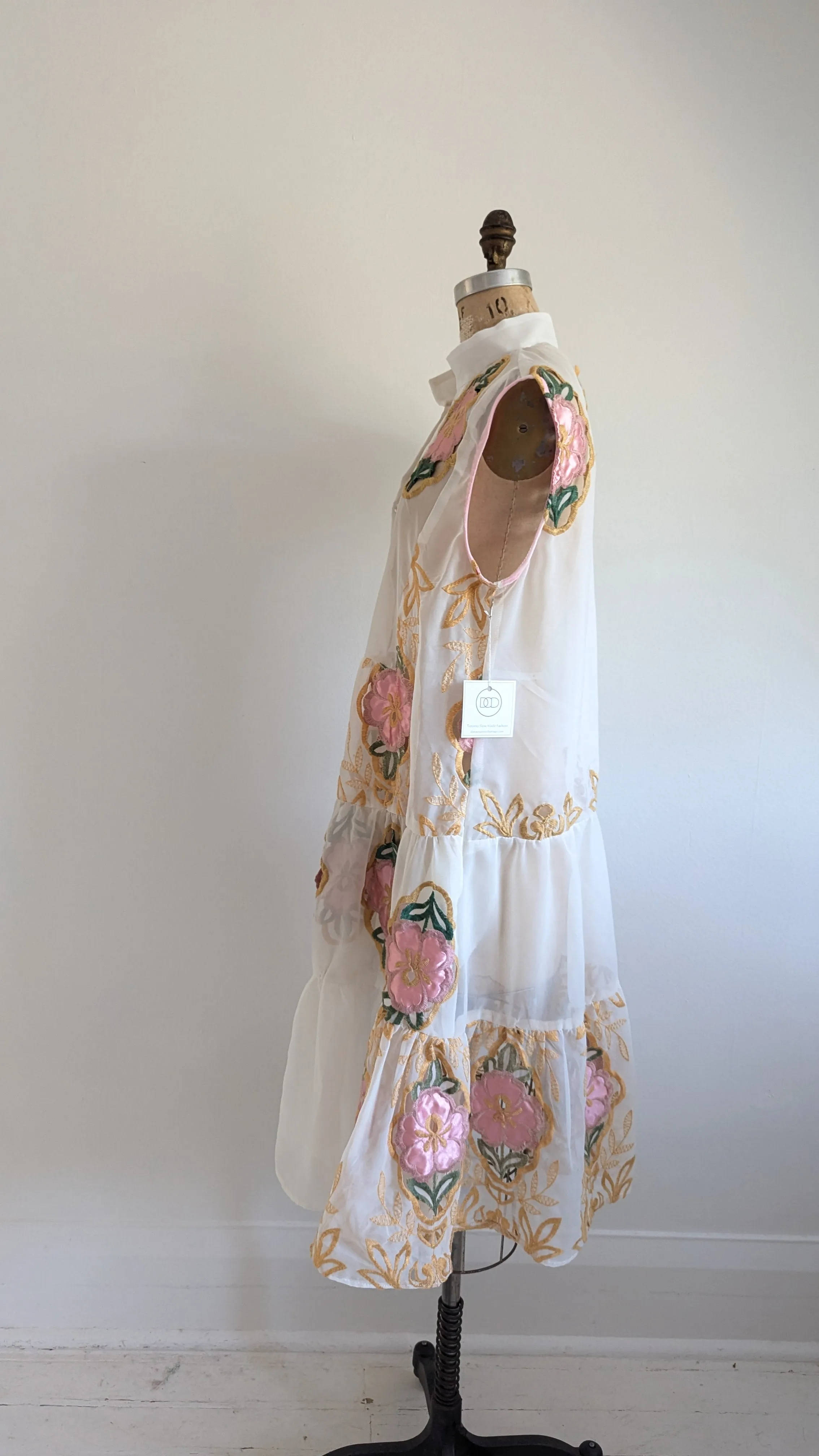 Carrie Dress - One of a Kind Upcycled & Vintage Sheer Drapery Size L/XL #CAR8