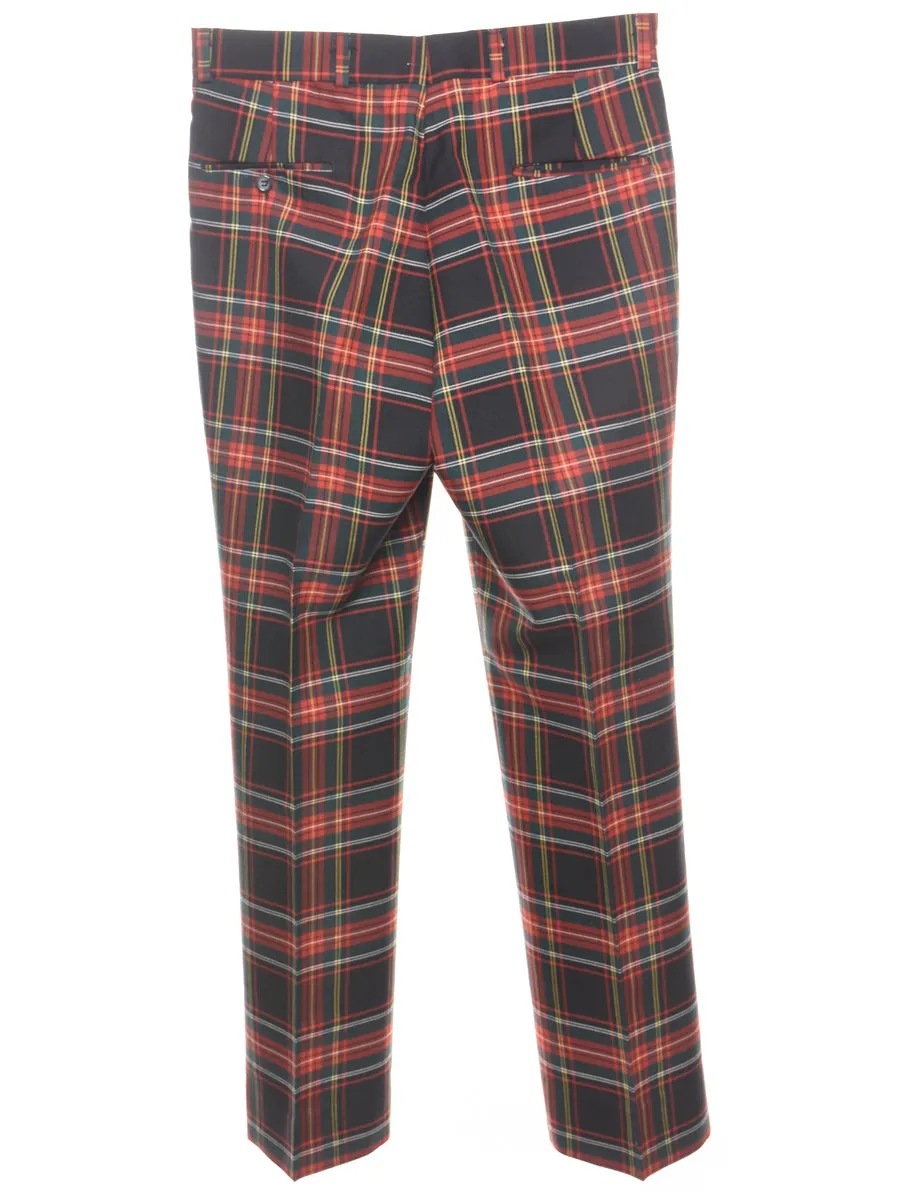 Checked Pattern Black, Red & Yellow Trousers - W34 L31