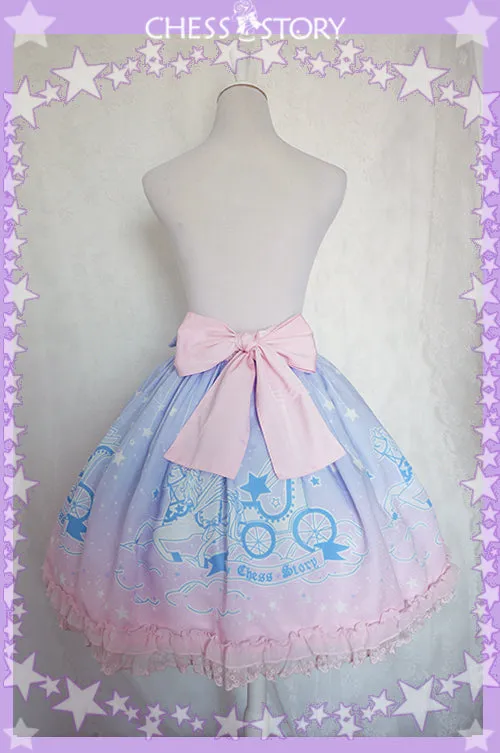 Chess Story~Dreamy Starry Night~Sweet Star pattern Gradient Lolita Skirt