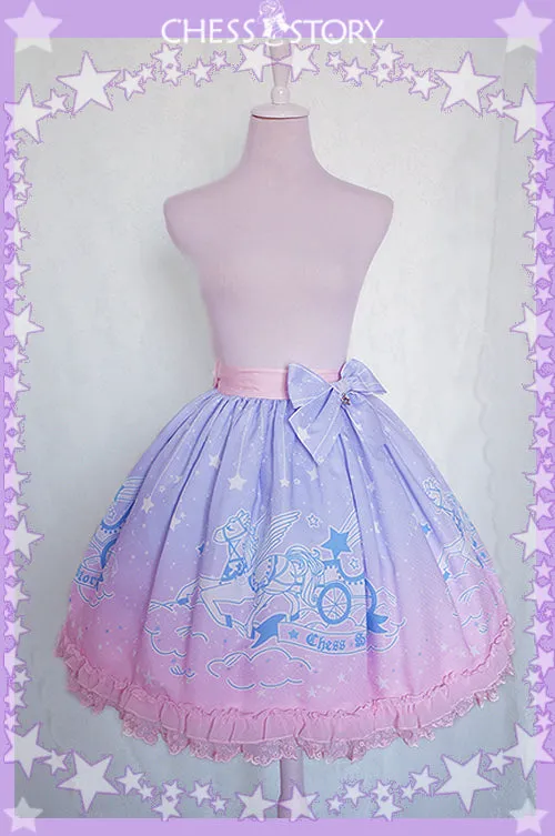 Chess Story~Dreamy Starry Night~Sweet Star pattern Gradient Lolita Skirt