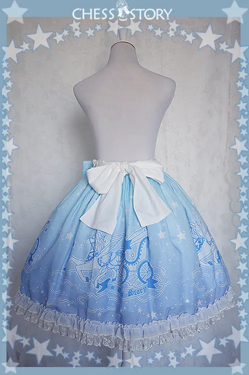 Chess Story~Dreamy Starry Night~Sweet Star pattern Gradient Lolita Skirt