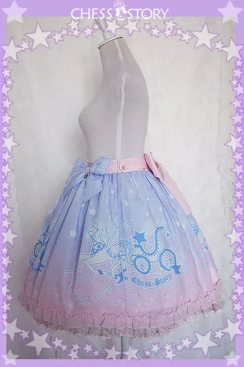 Chess Story~Dreamy Starry Night~Sweet Star pattern Gradient Lolita Skirt