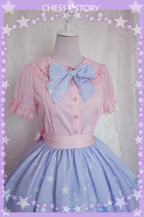 Chess Story~Dreamy Starry Night~Sweet Star pattern Gradient Lolita Skirt