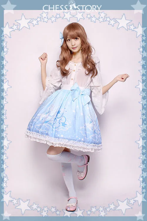 Chess Story~Dreamy Starry Night~Sweet Star pattern Gradient Lolita Skirt