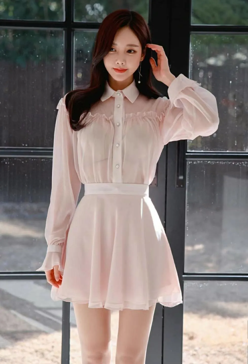 Chiffon Layered Mini Skirt Set