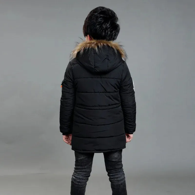 Children's winter boy's padded coat Korean version of down cotton medium length five-pointed star padded coat
