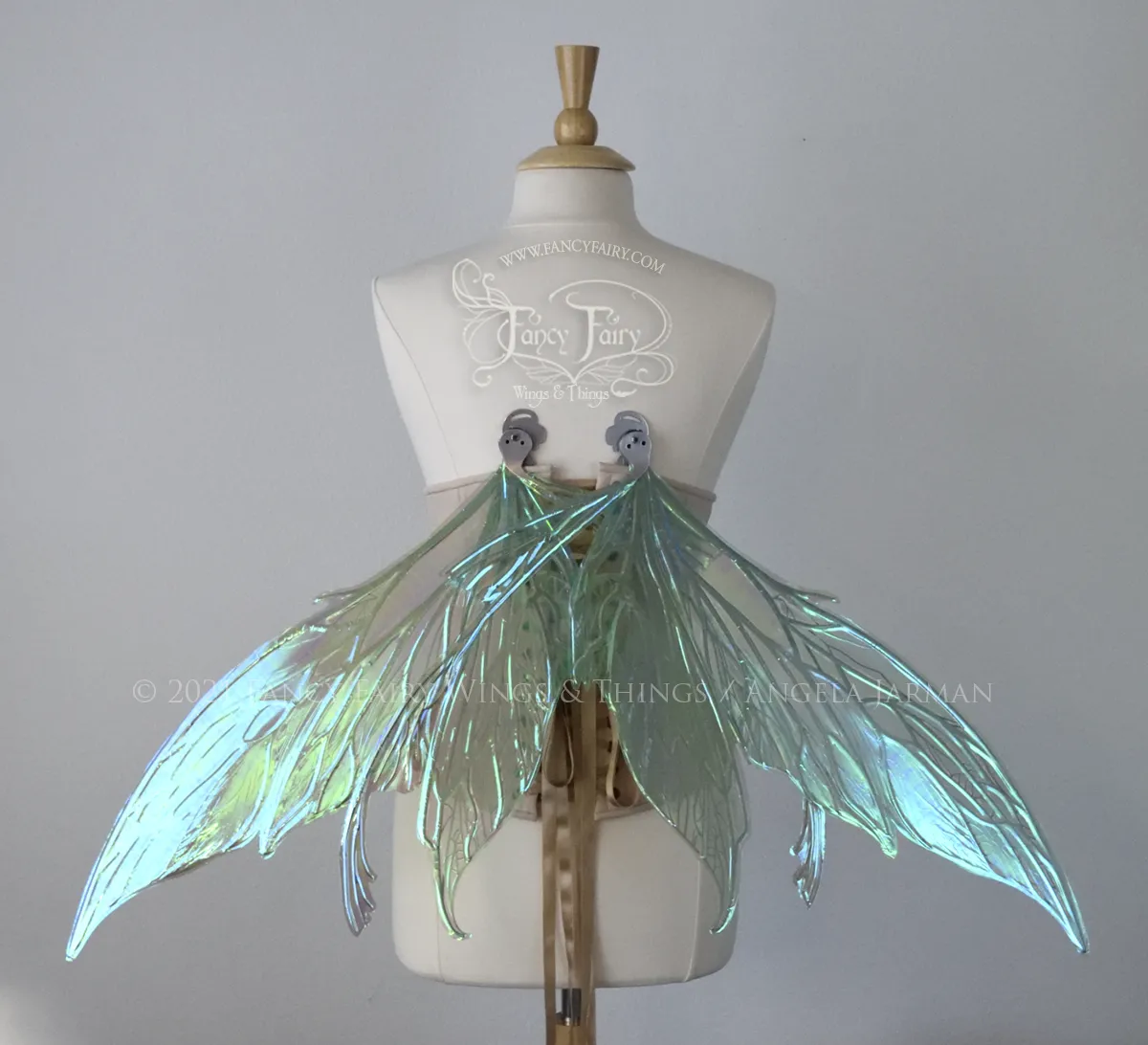 Colette Convertible Iridescent "Pix" Fairy Wings in Absinthe with silver veins