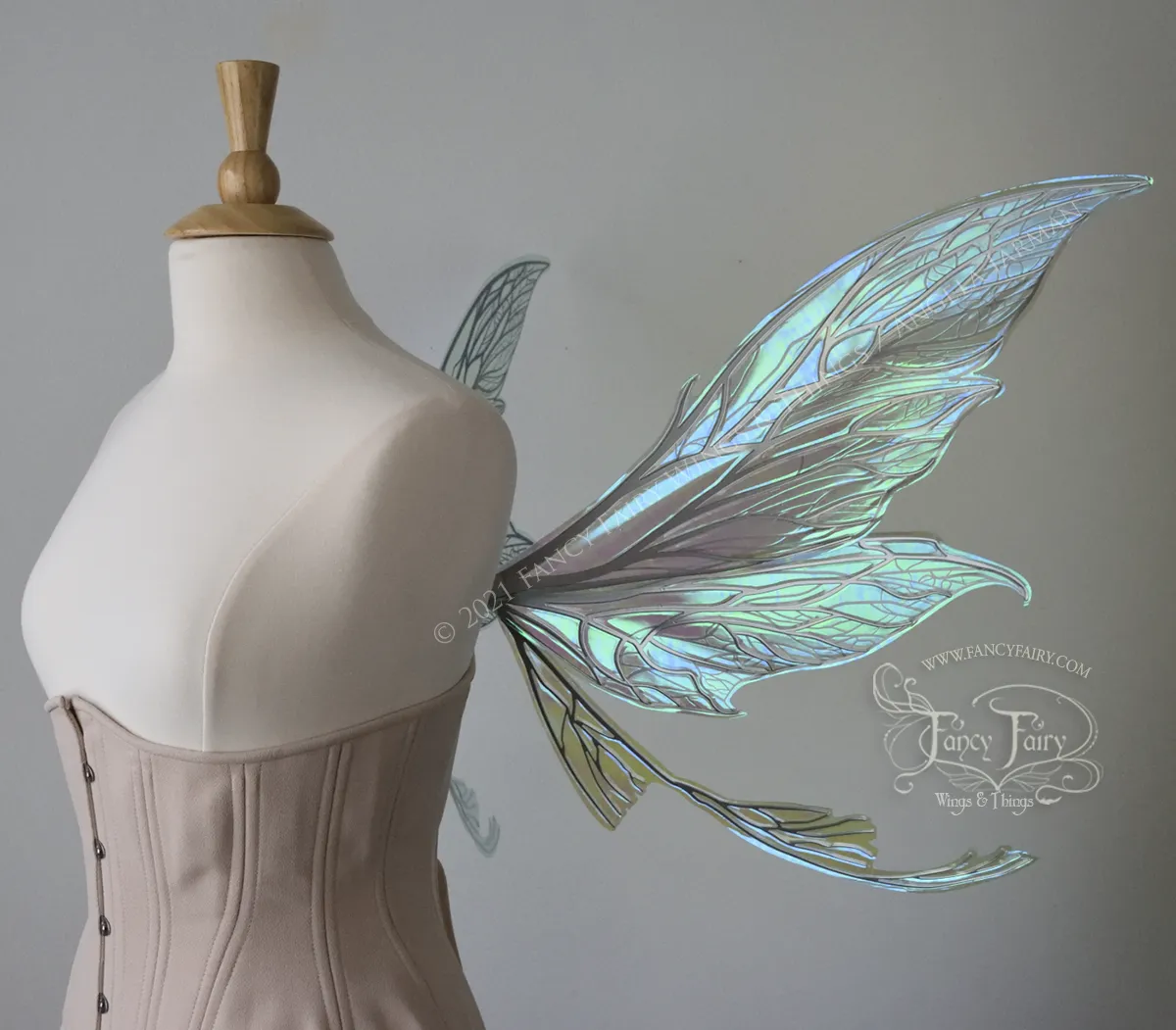 Colette Convertible Iridescent "Pix" Fairy Wings in Absinthe with silver veins