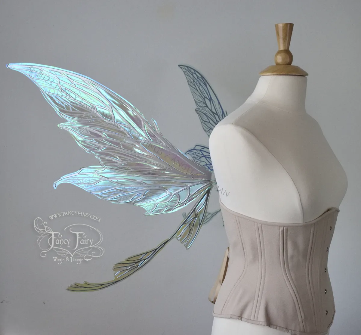 Colette Convertible Iridescent "Pix" Fairy Wings in Absinthe with silver veins