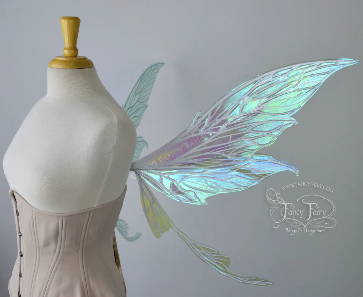 Colette Convertible Iridescent "Pix" Fairy Wings in Absinthe with white veins