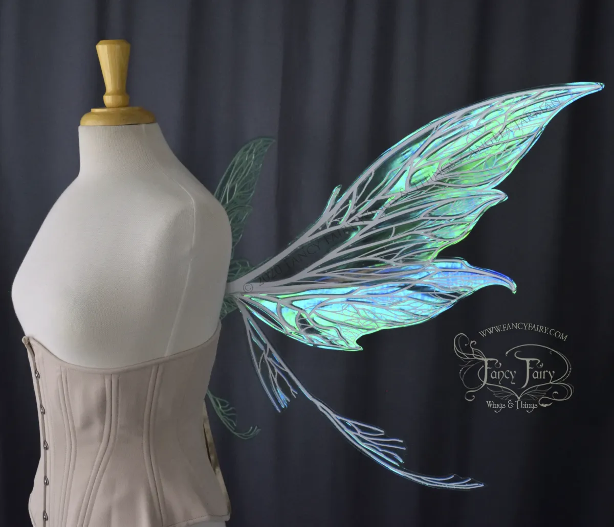 Colette Convertible Iridescent "Pix" Fairy Wings in Absinthe with white veins