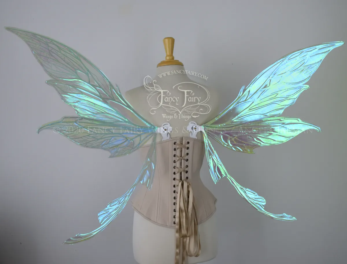 Colette Convertible Iridescent "Pix" Fairy Wings in Absinthe with white veins