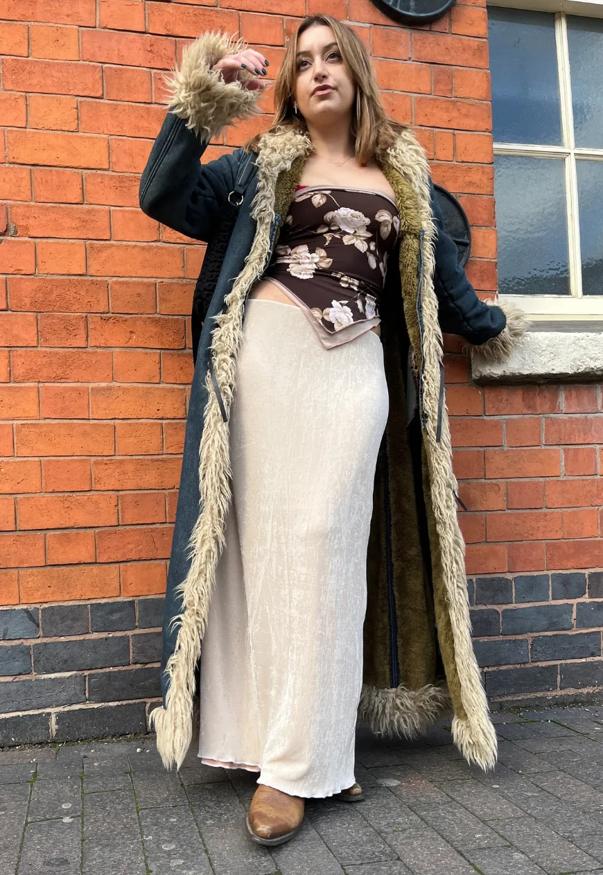 CREAM/ MAPLE REVERSIBLE SKIRT