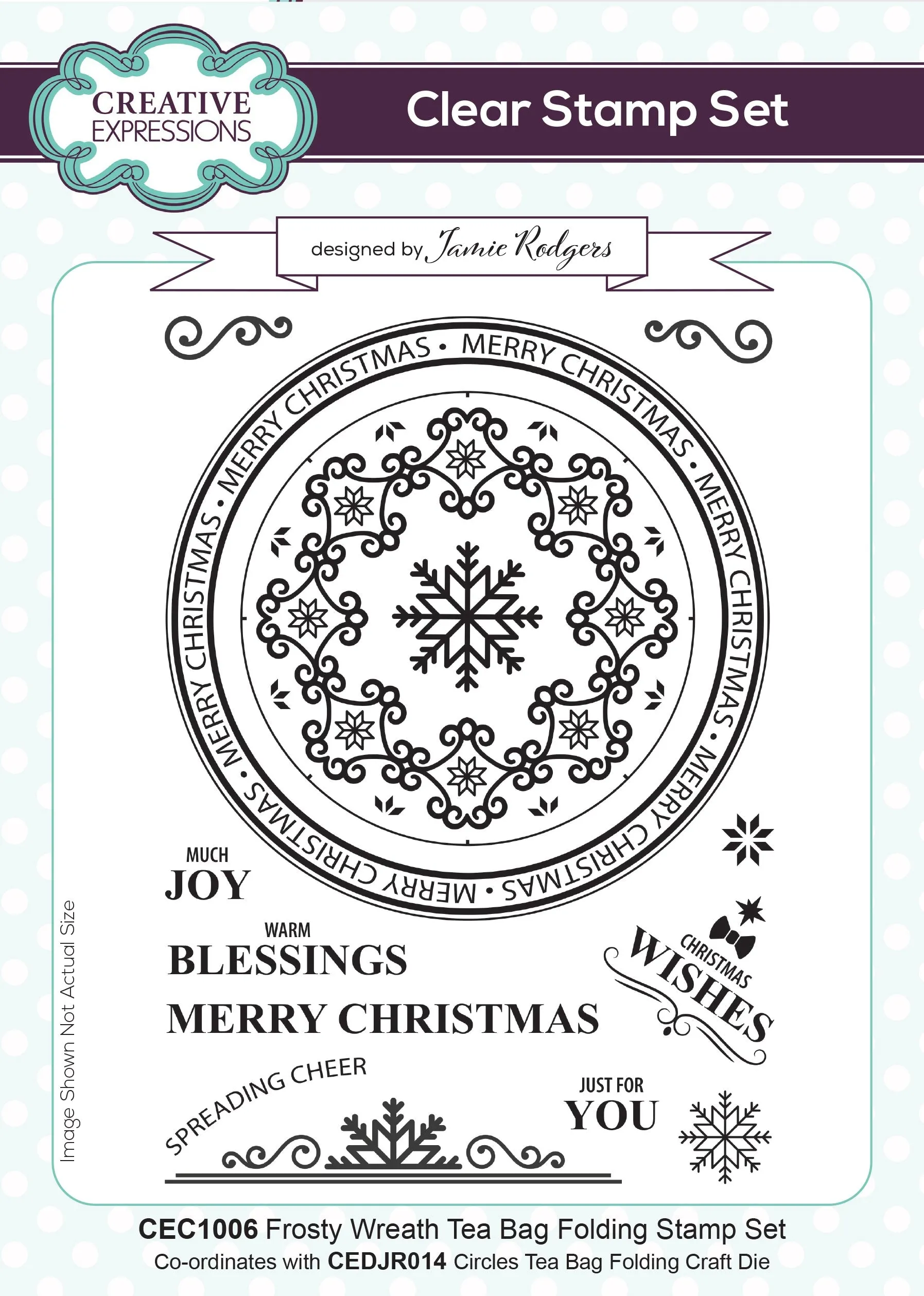 Creative Expressions Jamie Rodgers Frosty Wreath Tea Bag Folding 6 in x 8 in Stamp Set