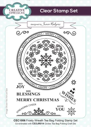 Creative Expressions Jamie Rodgers Frosty Wreath Tea Bag Folding 6 in x 8 in Stamp Set