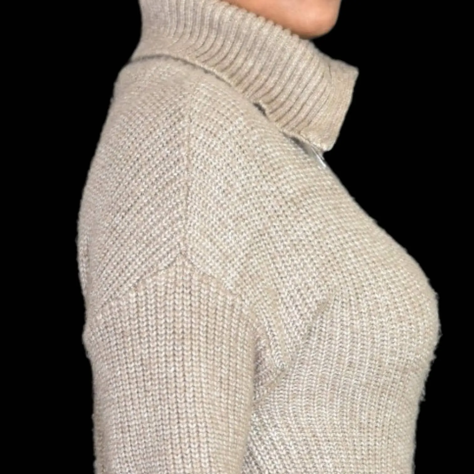 Cupcakes and Cashmere Sweater Dress Cowl Neck Quarter Zip Ribbed Knit Size Small