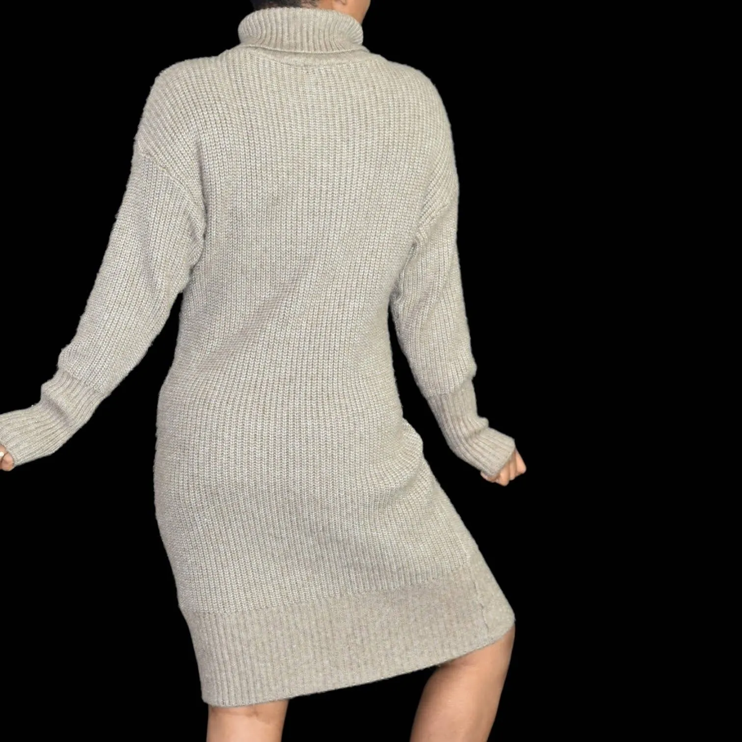 Cupcakes and Cashmere Sweater Dress Cowl Neck Quarter Zip Ribbed Knit Size Small