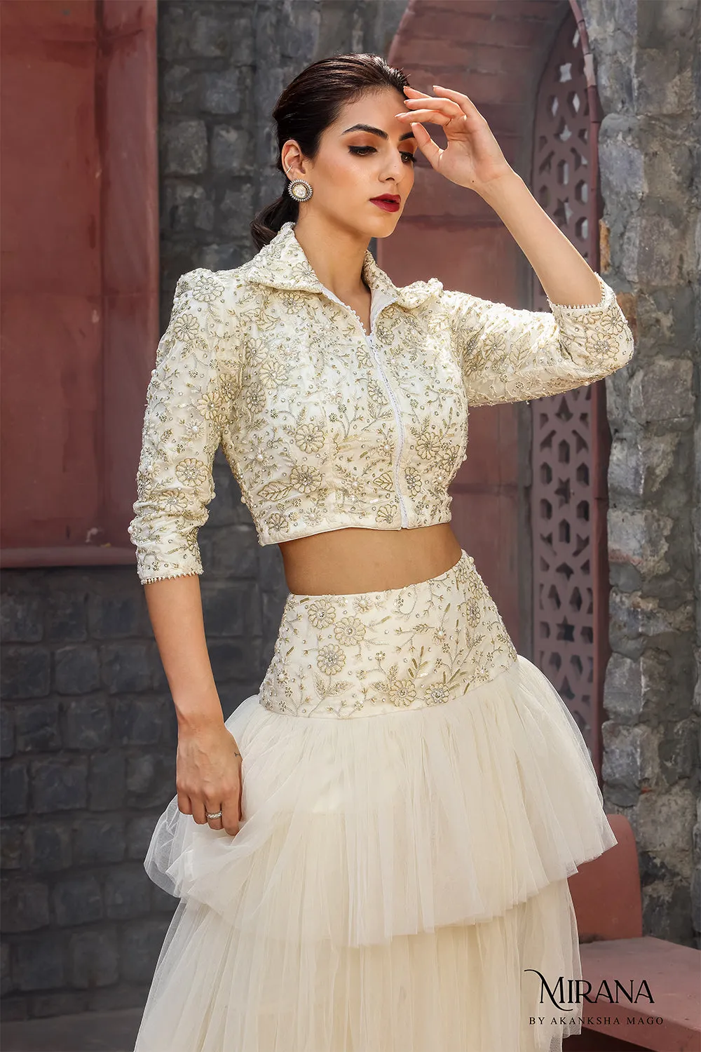 Dina - Biker Jacket With A Layered Net Skirt