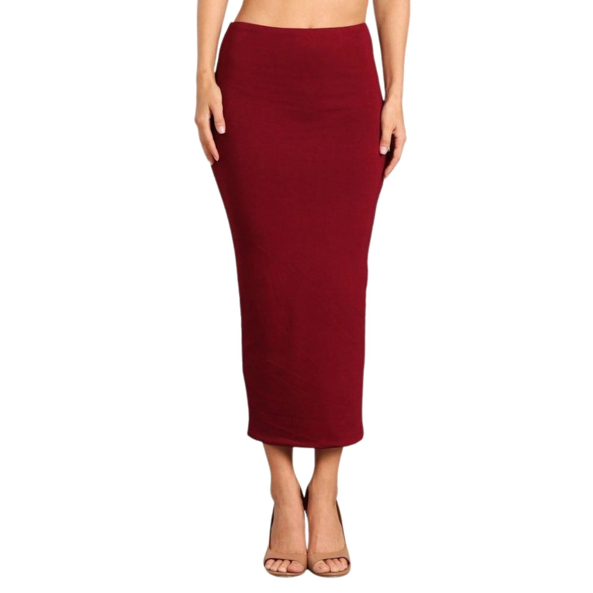 Double Layer No Slit Long Midi Pencil Skirt. Super Sexy Great Silhouette. Wine Color. Not See Thru. Lyrca for Stretch. Great for Modesty