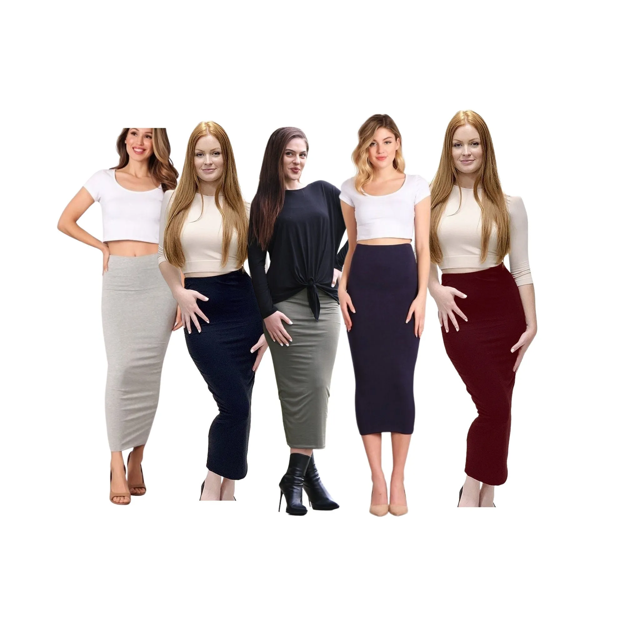 Double Layer No Slit Long Midi Pencil Skirt. Super Sexy Great Silhouette. Wine Color. Not See Thru. Lyrca for Stretch. Great for Modesty