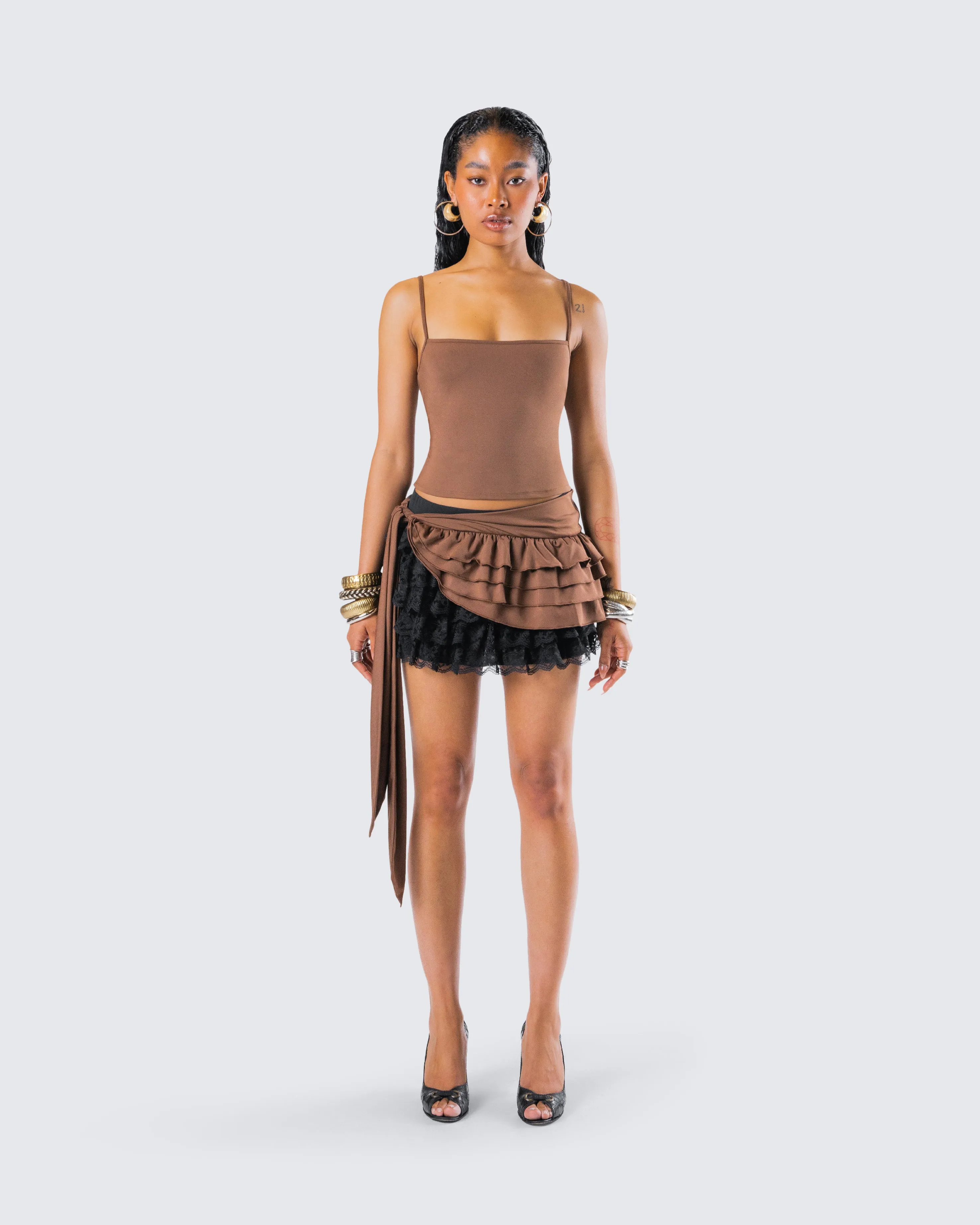 Dovie Cocoa Ruffle Set