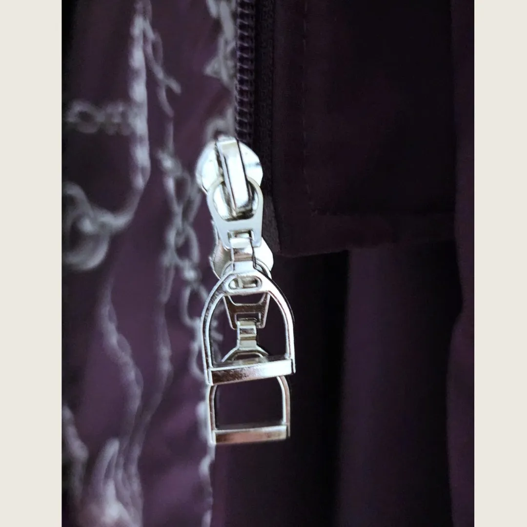 DQD Deep Purple Duck Down Riding Coat with velvet collar