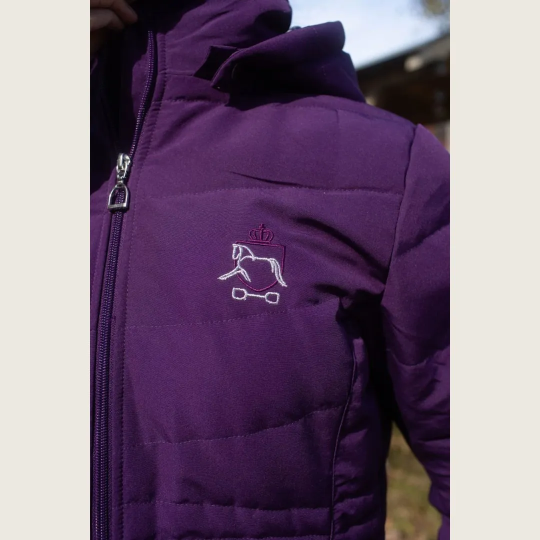 DQD Deep Purple Duck Down Riding Coat with velvet collar