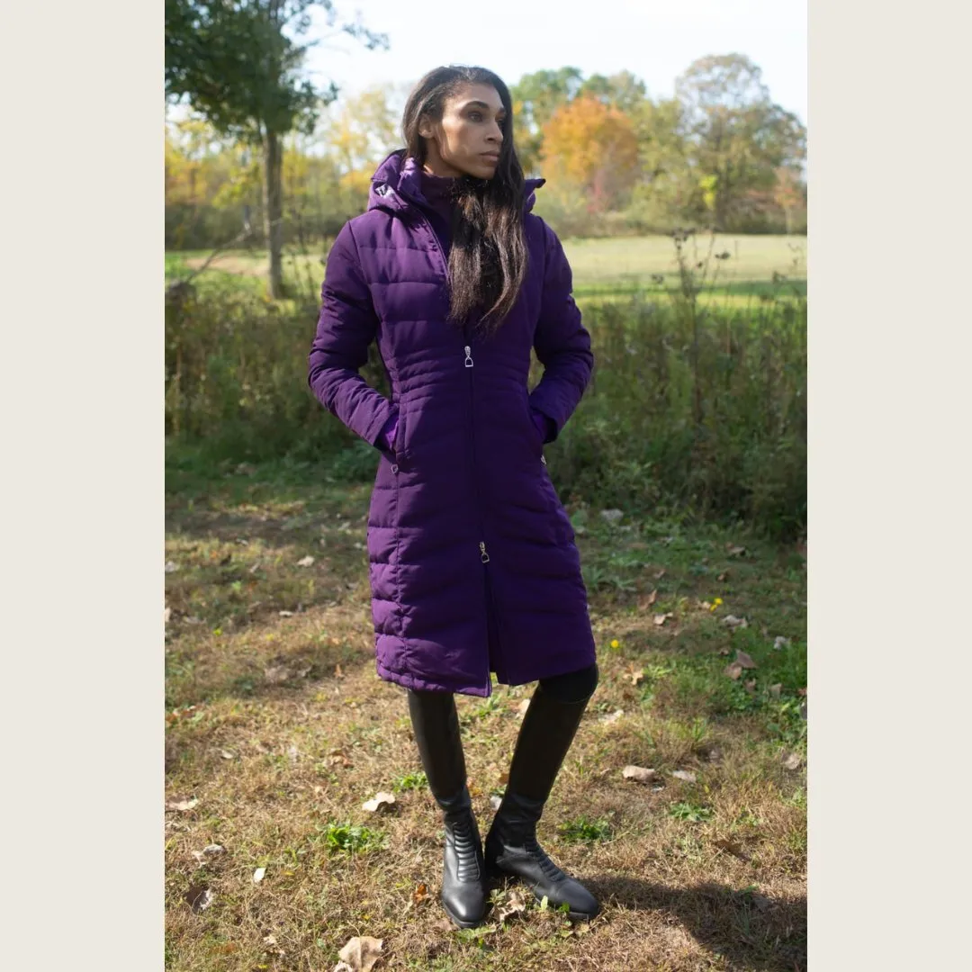 DQD Deep Purple Duck Down Riding Coat with velvet collar