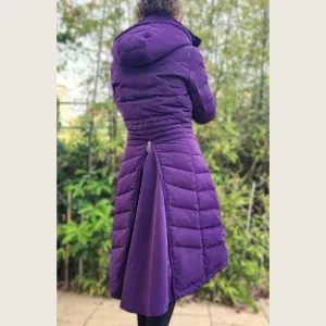 DQD Deep Purple Duck Down Riding Coat with velvet collar