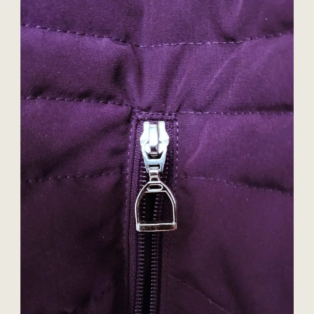 DQD Deep Purple Duck Down Riding Coat with velvet collar