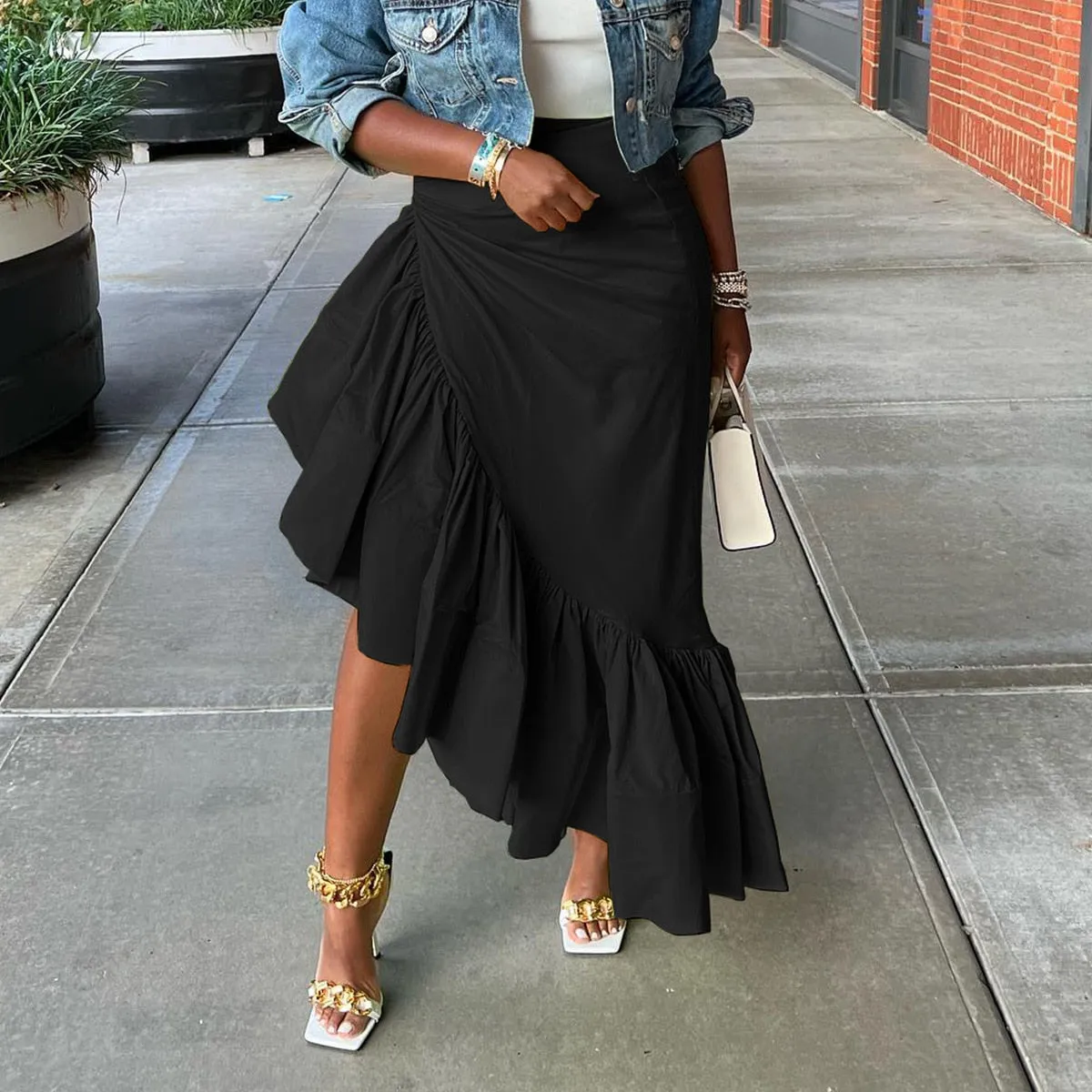 ELEGANT RUFFLE CASUAL CUTE IRREGULAR SKIRT