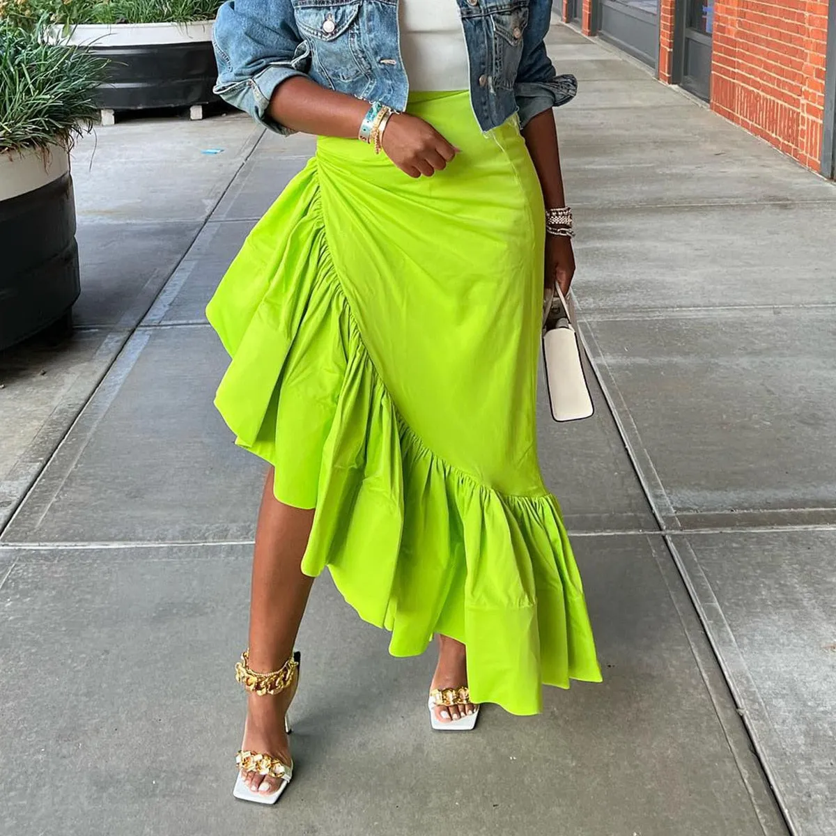 ELEGANT RUFFLE CASUAL CUTE IRREGULAR SKIRT