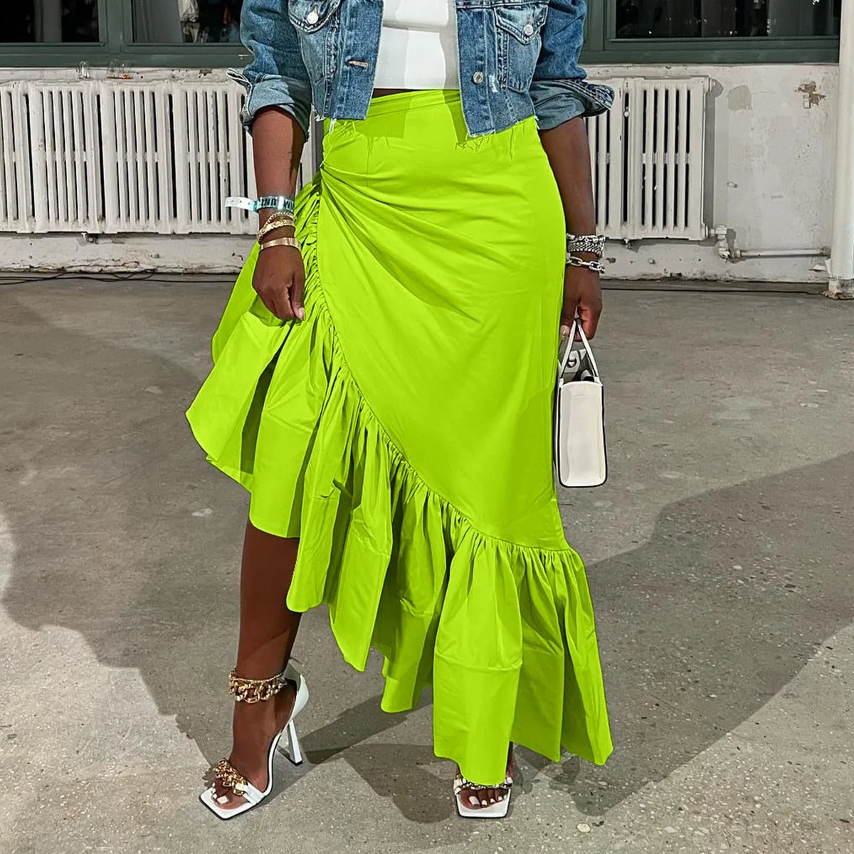 ELEGANT RUFFLE CASUAL CUTE IRREGULAR SKIRT
