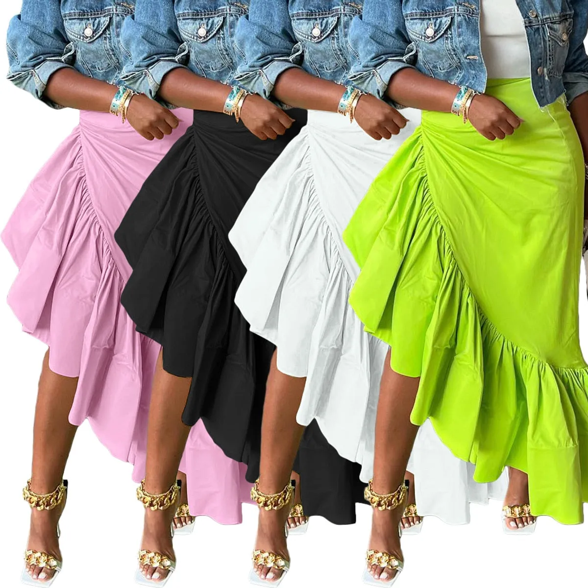 ELEGANT RUFFLE CASUAL CUTE IRREGULAR SKIRT