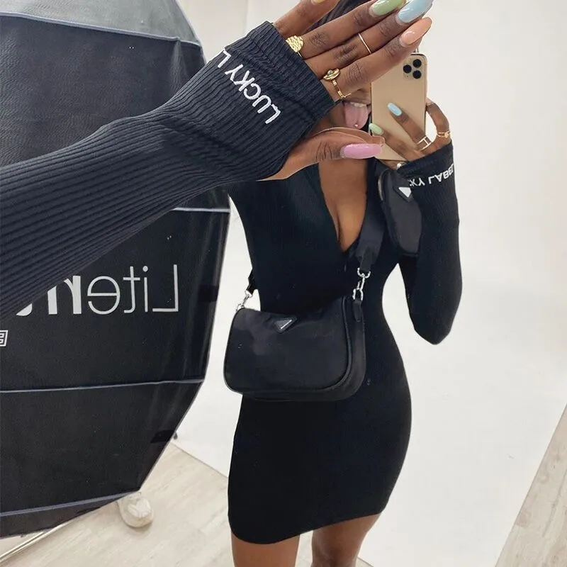Fashion sports style long-sleeved hip skirt