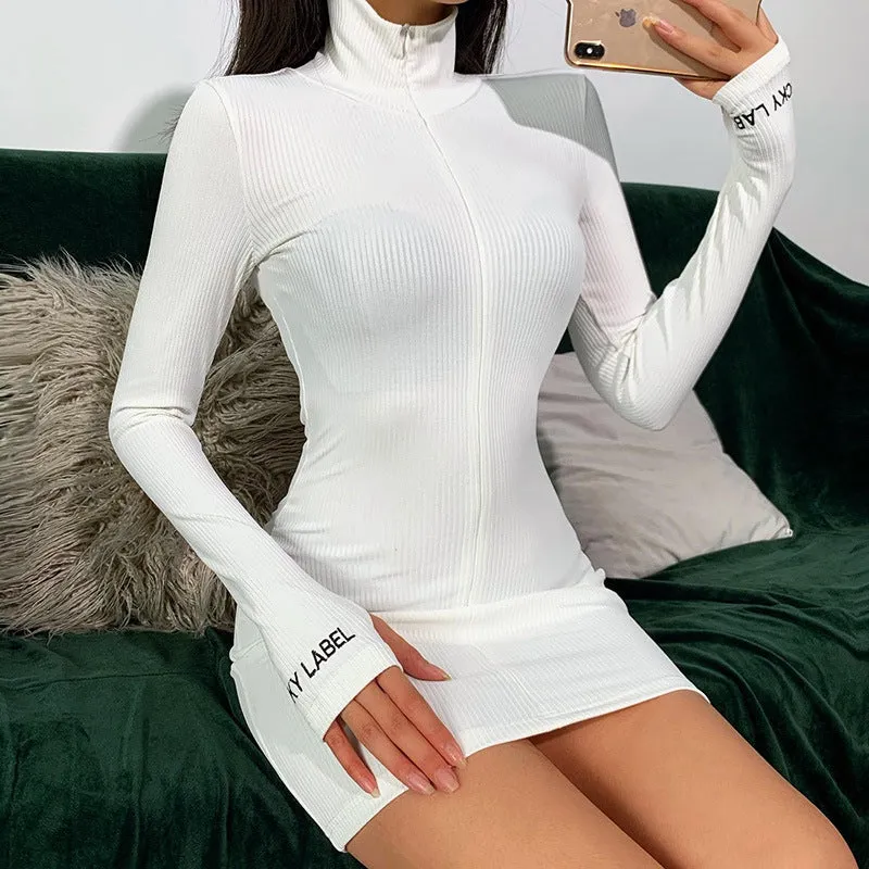 Fashion sports style long-sleeved hip skirt