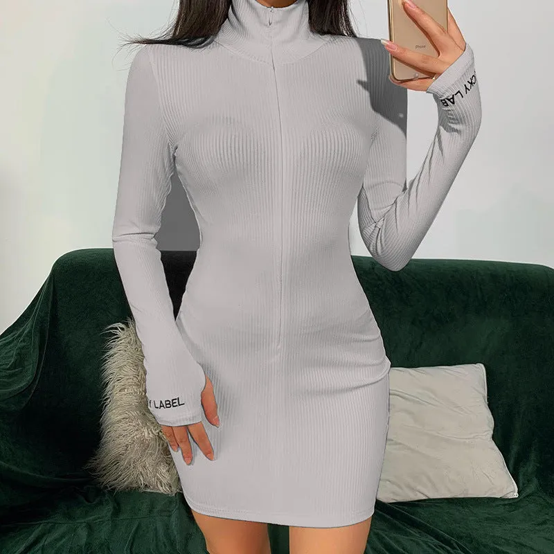 Fashion sports style long-sleeved hip skirt