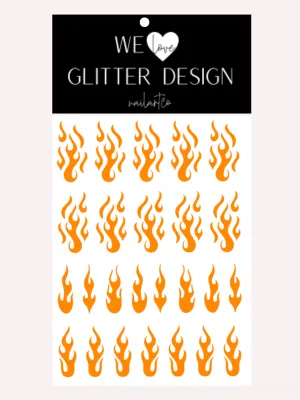 Flame Nail Decal | Bright Orange