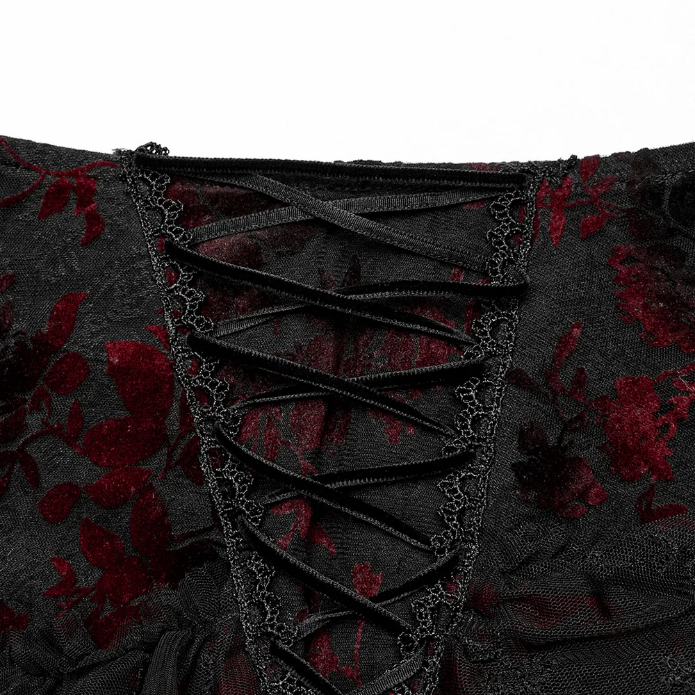 Floral Gothic Layered Lace Fishtail Skirt for Women