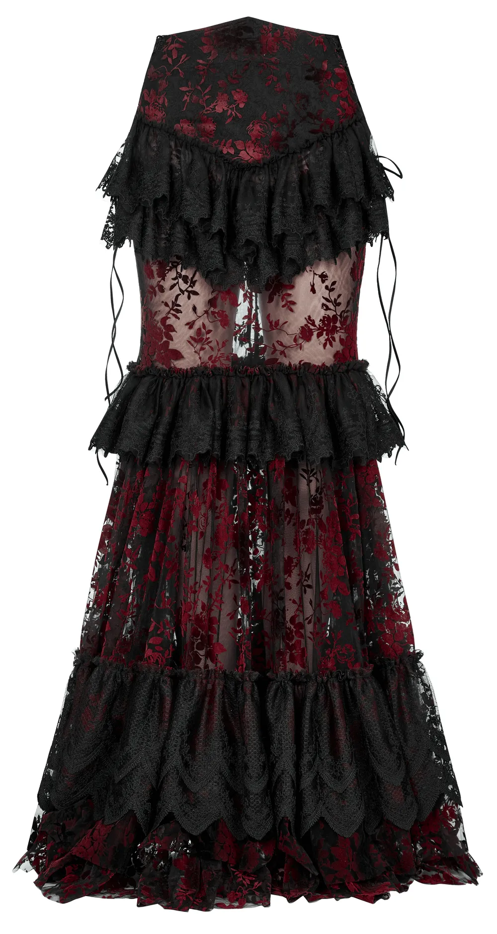 Floral Gothic Layered Lace Fishtail Skirt for Women