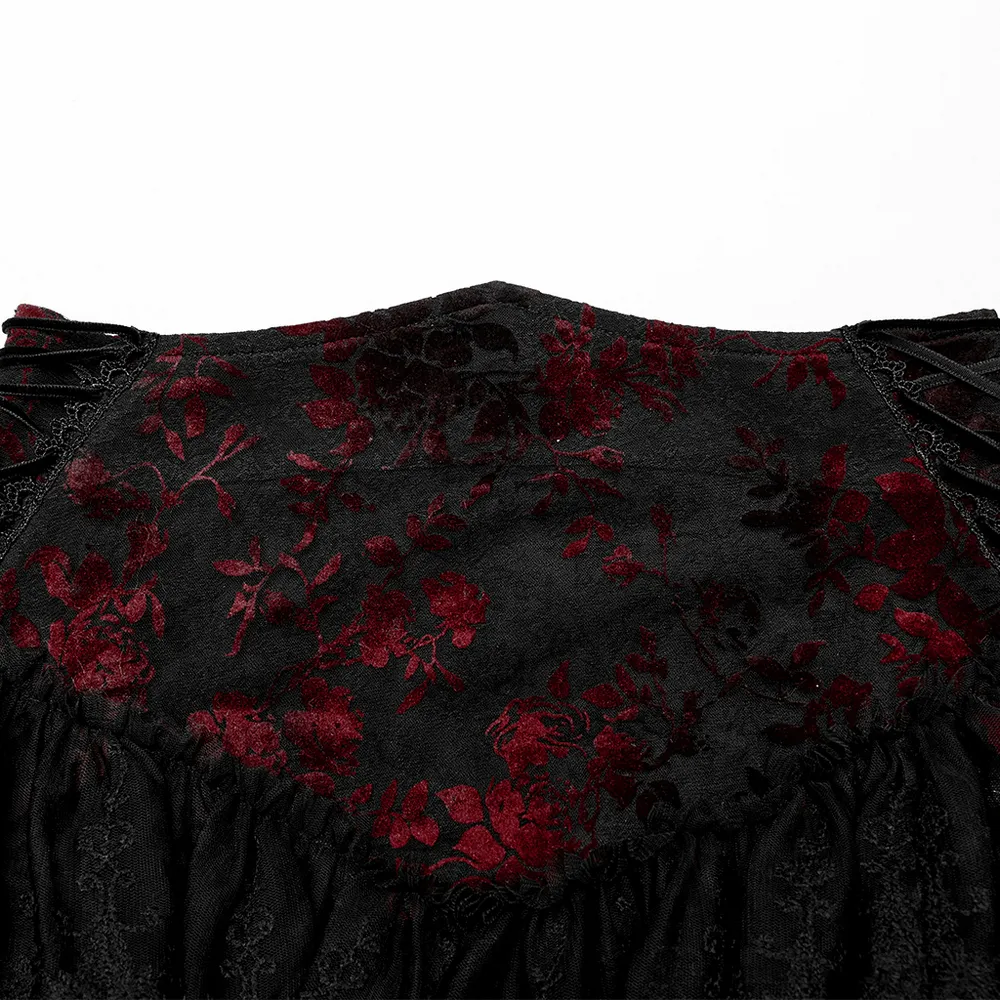 Floral Gothic Layered Lace Fishtail Skirt for Women