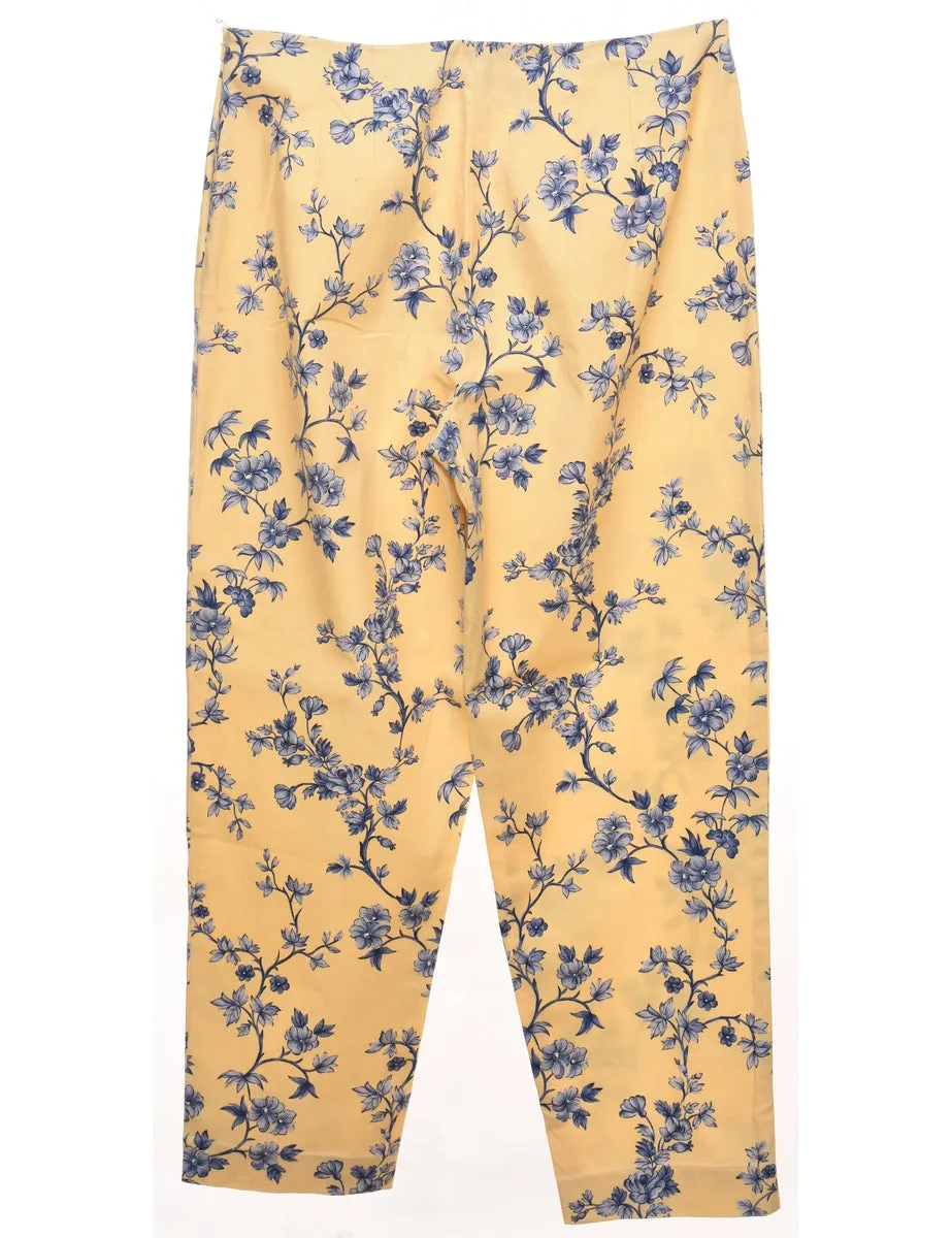 Floral Print Yellow & Purple Trousers - W32 L32